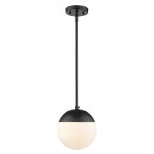  3218-S BLK-BLK - Dixon Small Pendant in Matte Black with Opal Glass and Matte Black Cap